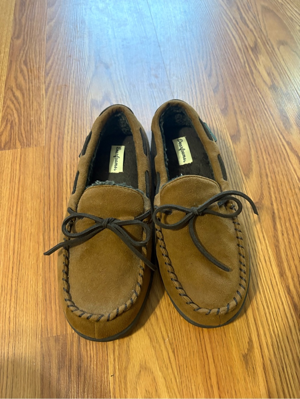 Men's Tan Suede Moccasin Slippers size S